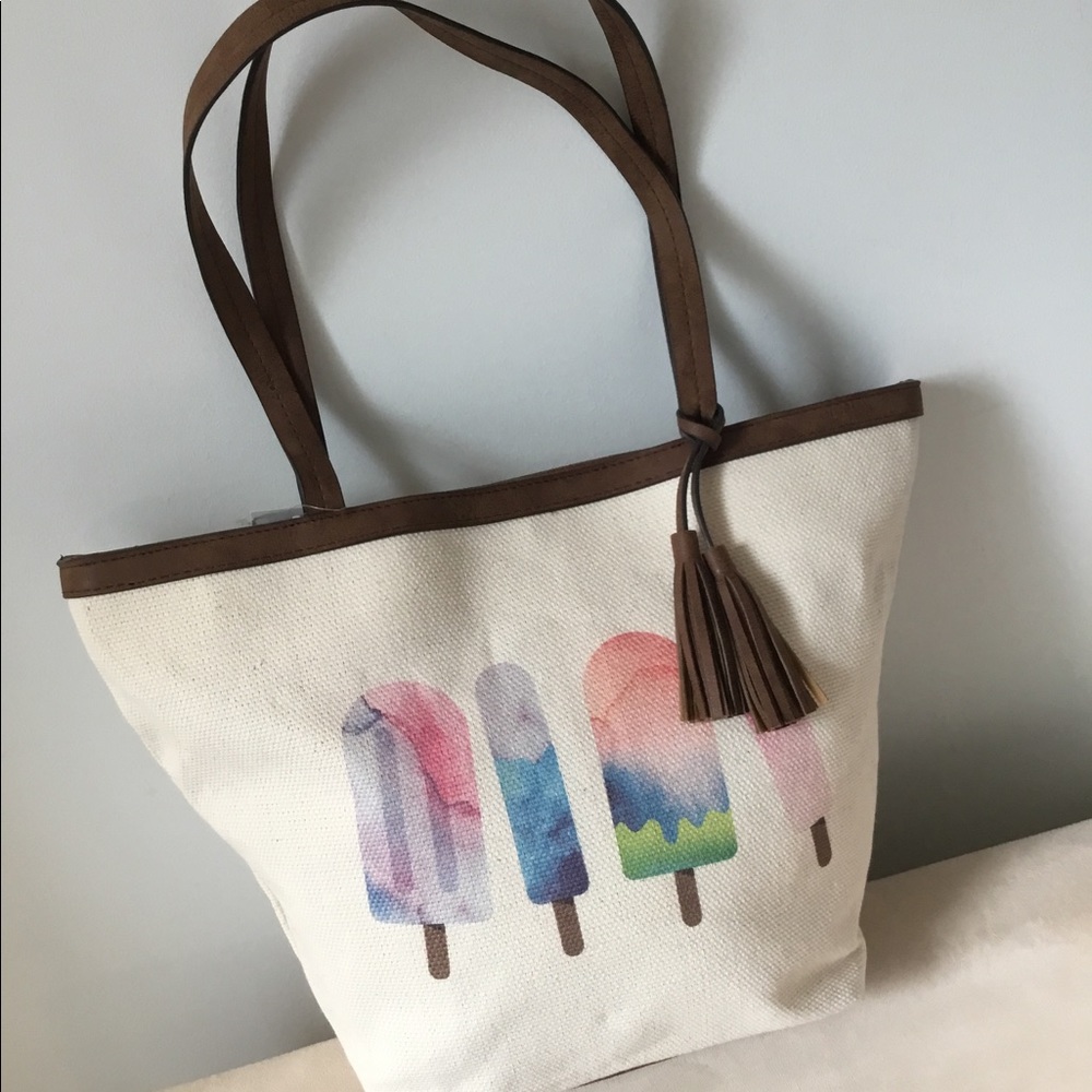 Style & Co Canvas Bag Ice Cream Print Detail
